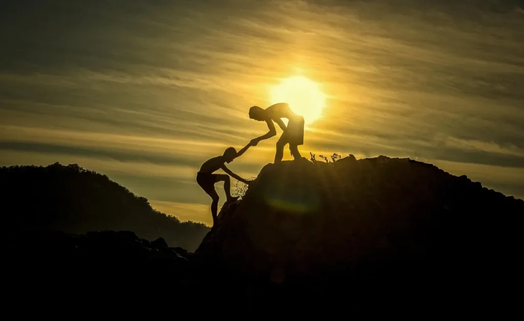 Challenges for international students: sunset, men and silhouettes