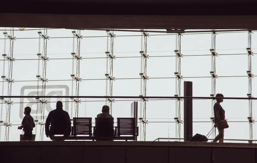 Culture shocks international: Silhouettes, people and bank