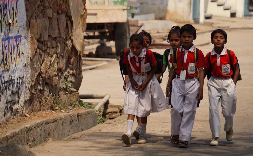 Indian students: indian holiday, school children and smiling