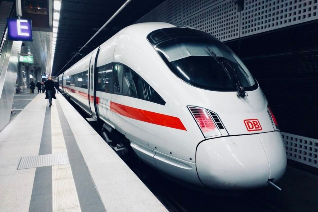 White and red DB train subway